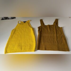Banana Republic Yellow and Brown Knit / Sweater Tank Tops